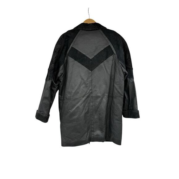 Vintage Liz Baker Essentials 100% Leather Paisley Double Breasted Jacket M - Picture 7 of 10